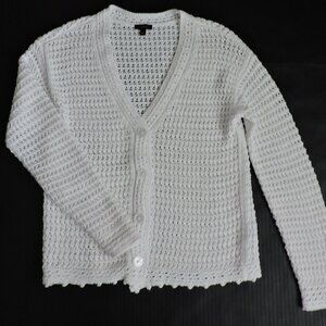 Talbots Spring and Summer Crochet Cardigan XS White